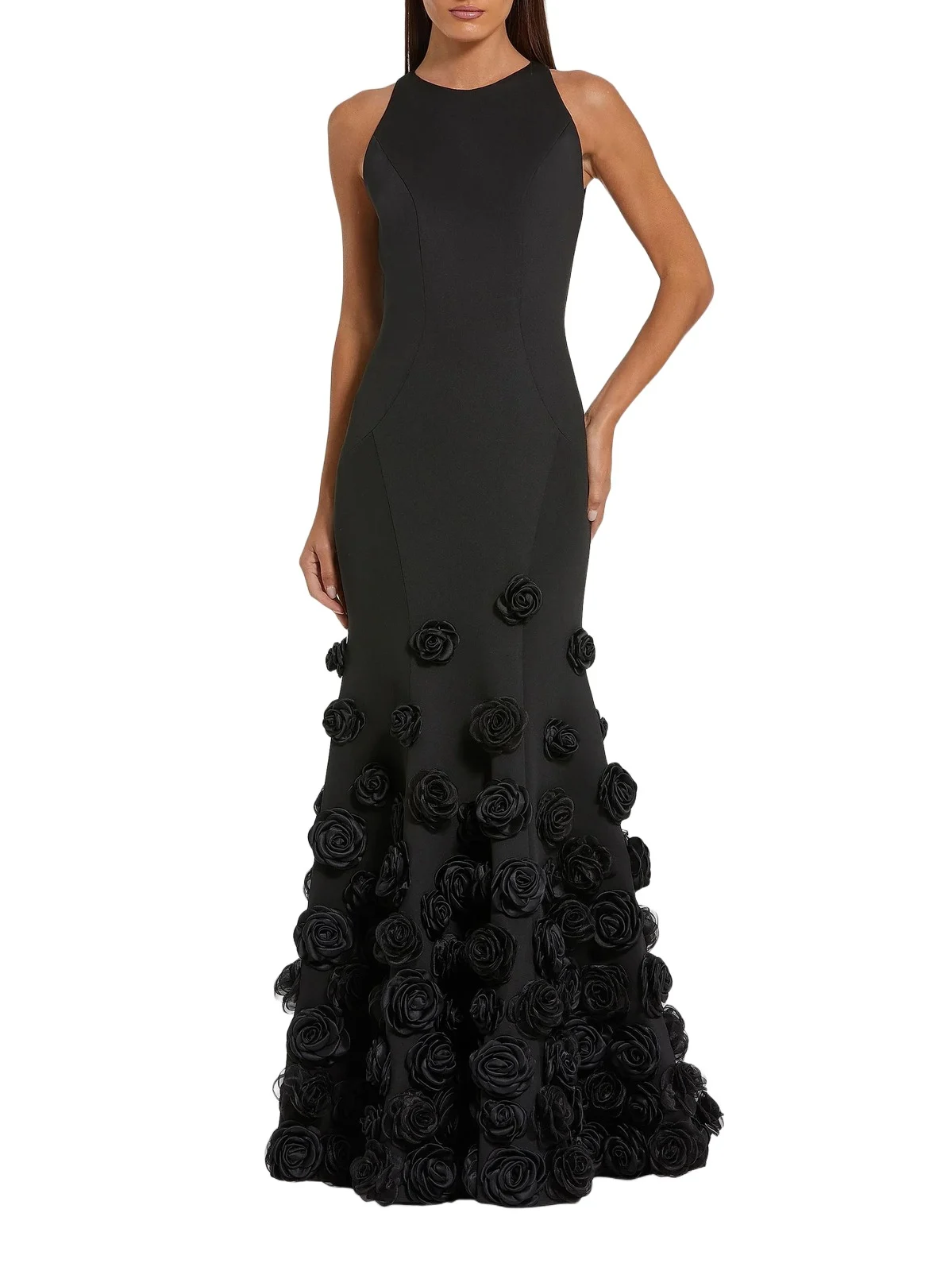 Women's Rose Appliqué Crêpe Mermaid Gown Women's Rose Appliqué Crêpe Mermaid Gown