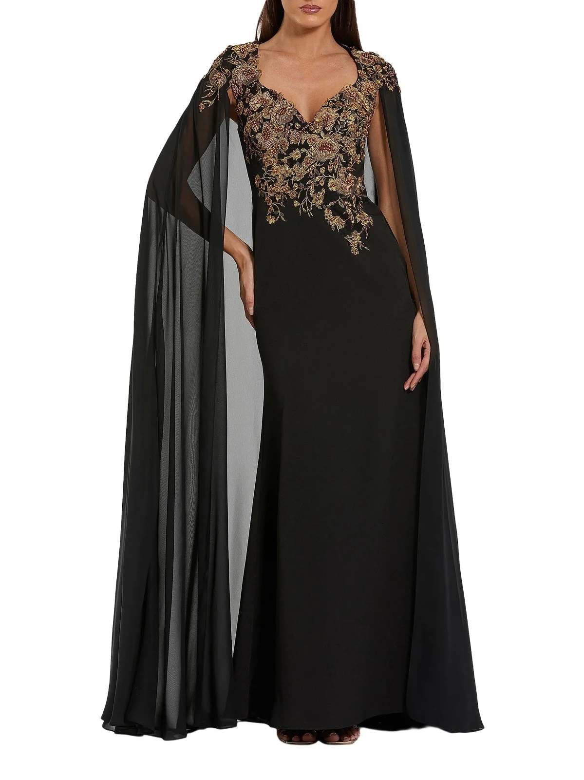 Women's Crepe Floral Embellished Gown Women's Crepe Floral Embellished Gown