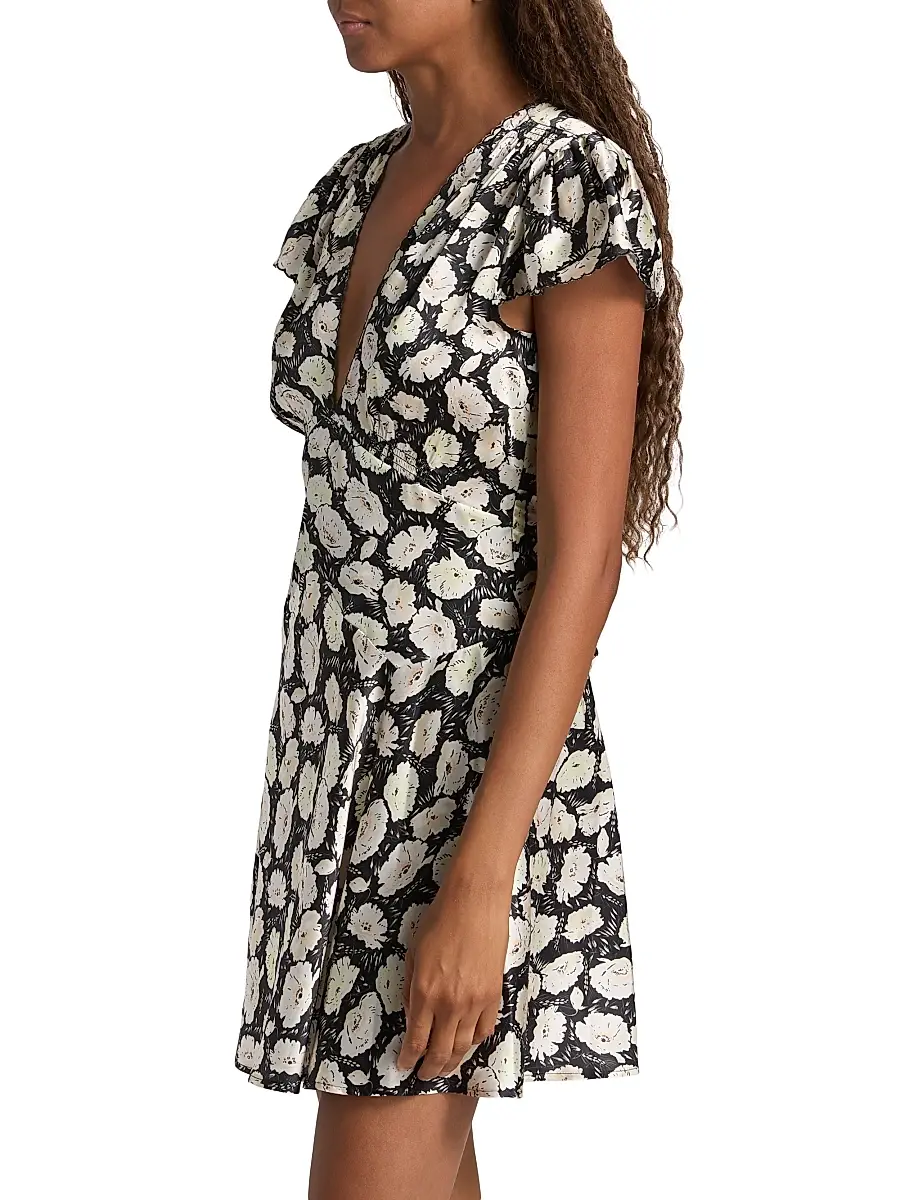 DÔEN Women's Dianne Floral V-Neck Minidress | Thumbnail 4