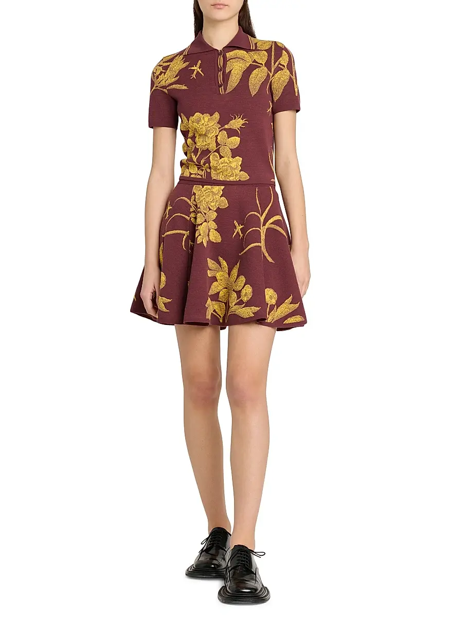 MOSCHINO Women's Floral A-Line Virgin Wool Miniskirt | Thumbnail 2 MOSCHINO Women's Floral A-Line Virgin Wool Miniskirt | Thumbnail 2