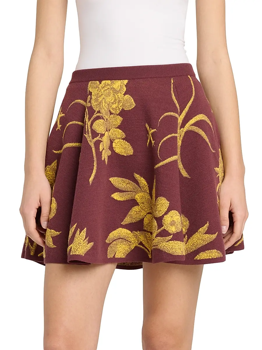 MOSCHINO Women's Floral A-Line Virgin Wool Miniskirt | Thumbnail 3 MOSCHINO Women's Floral A-Line Virgin Wool Miniskirt | Thumbnail 3