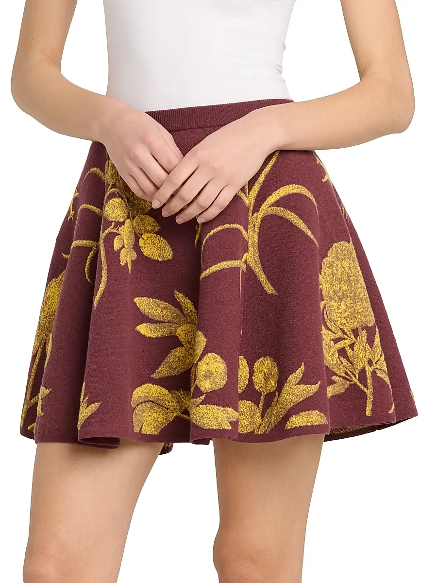 MOSCHINO Women's Floral A-Line Virgin Wool Miniskirt | Thumbnail 4 MOSCHINO Women's Floral A-Line Virgin Wool Miniskirt | Thumbnail 4