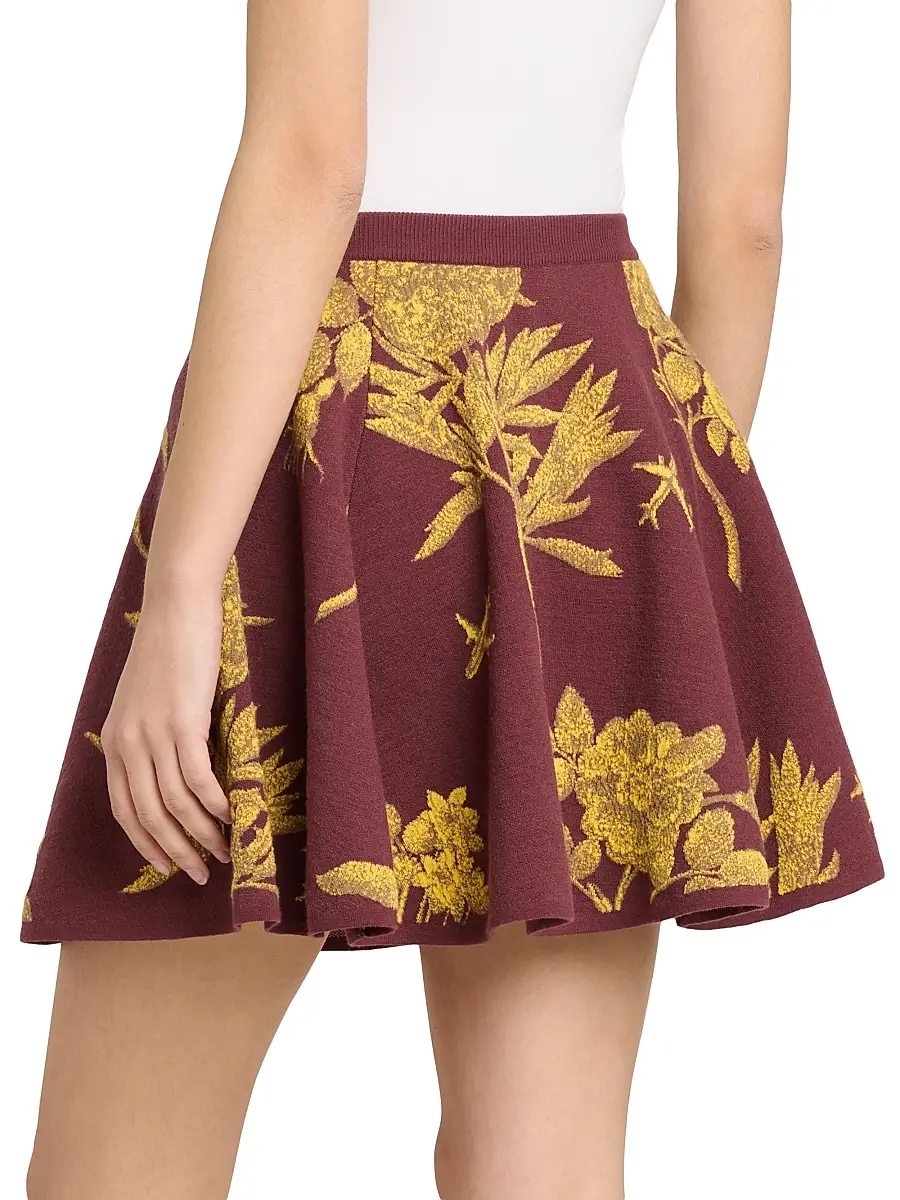 MOSCHINO Women's Floral A-Line Virgin Wool Miniskirt | Thumbnail 5 MOSCHINO Women's Floral A-Line Virgin Wool Miniskirt | Thumbnail 5