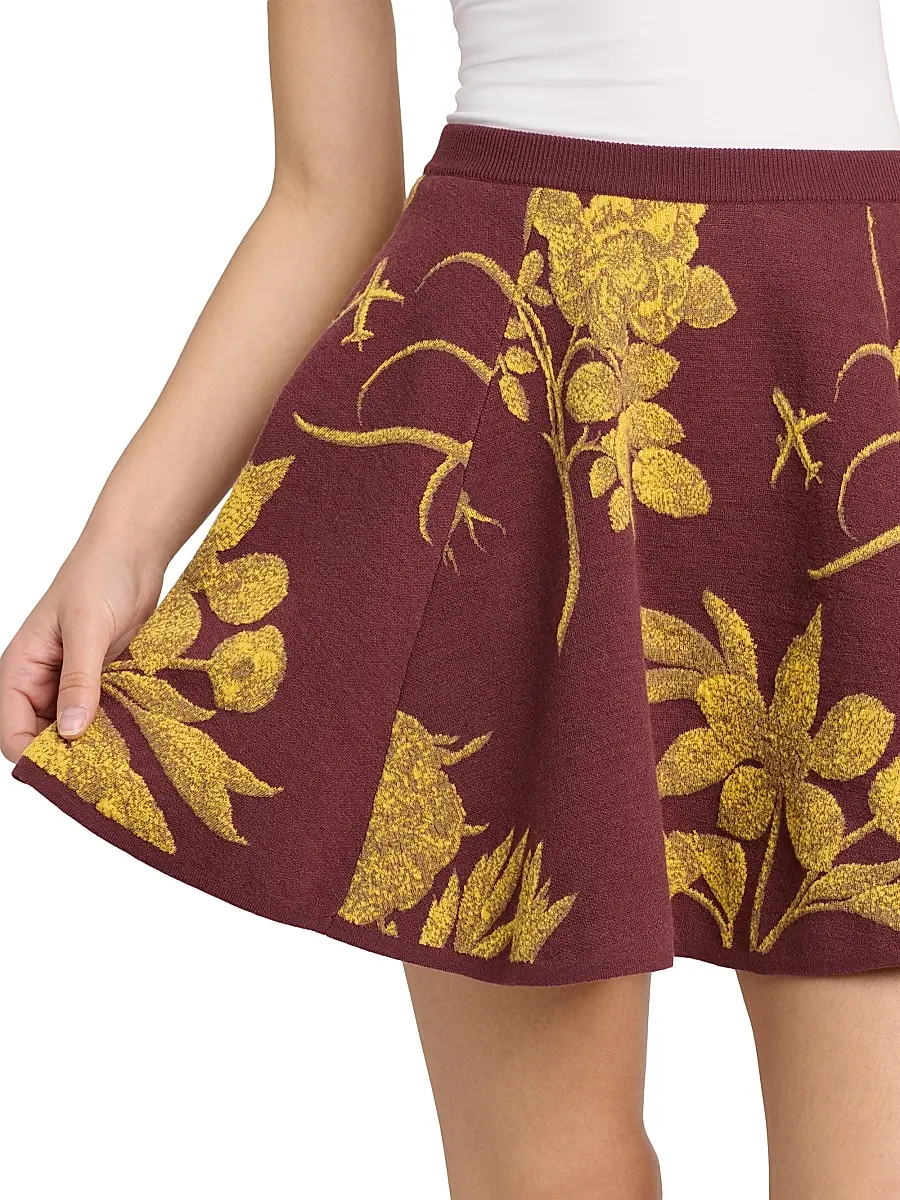 MOSCHINO Women's Floral A-Line Virgin Wool Miniskirt | Thumbnail 6 MOSCHINO Women's Floral A-Line Virgin Wool Miniskirt | Thumbnail 6
