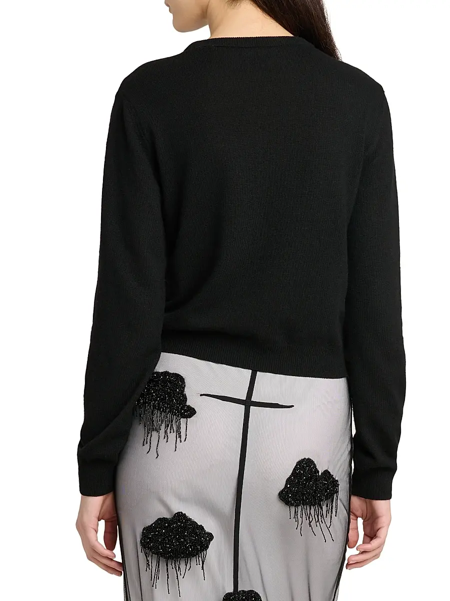 MOSCHINO Women's Ribbed Wool-Blend Crewneck Sweater | Thumbnail 5 MOSCHINO Women's Ribbed Wool-Blend Crewneck Sweater | Thumbnail 5