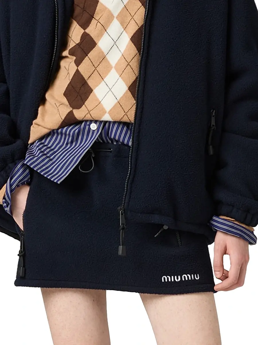 Miu Miu Women's Fleece Miniskirt - Blue | Thumbnail 2
