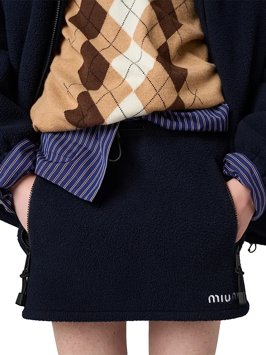 Miu Miu Women's Fleece Miniskirt - Blue | Thumbnail 5