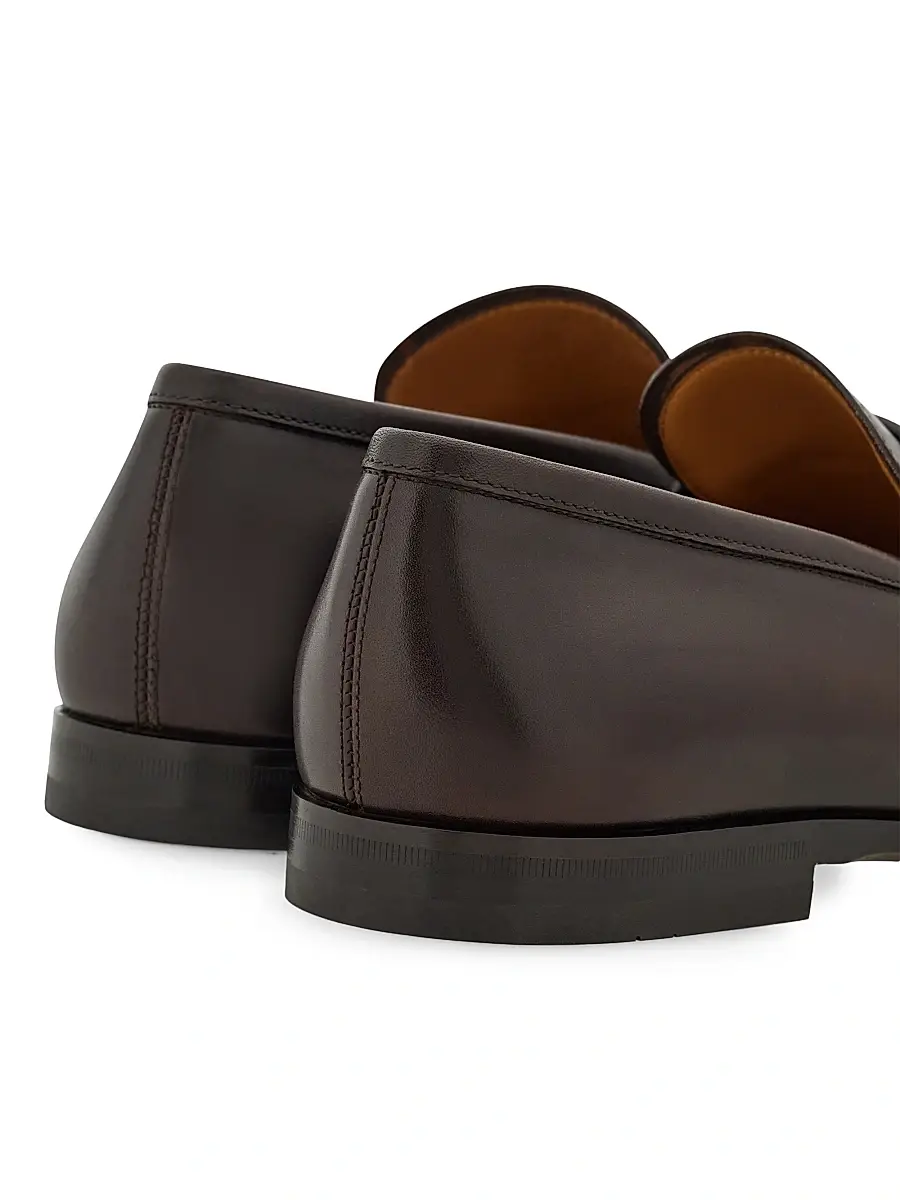 Ferragamo Men's Florio Gancini Leather Loafers | Thumbnail 5
