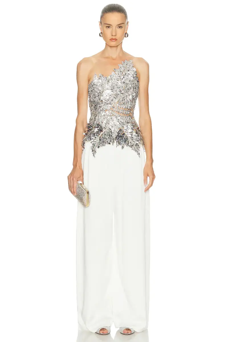 Oscar de la Renta Strapless Fern Embroidered Top | Thumbnail 5 Oscar de la Renta Strapless Fern Embroidered Top | Thumbnail 5