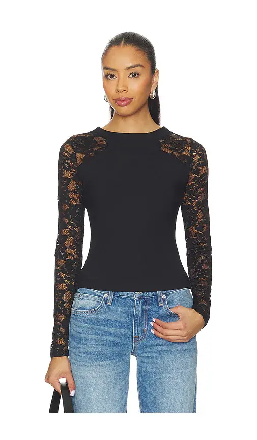 Free People x Intimately FP No Excuses Long Sleeve In Black | Image 1 Free People x Intimately FP No Excuses Long Sleeve In Black | Image 1