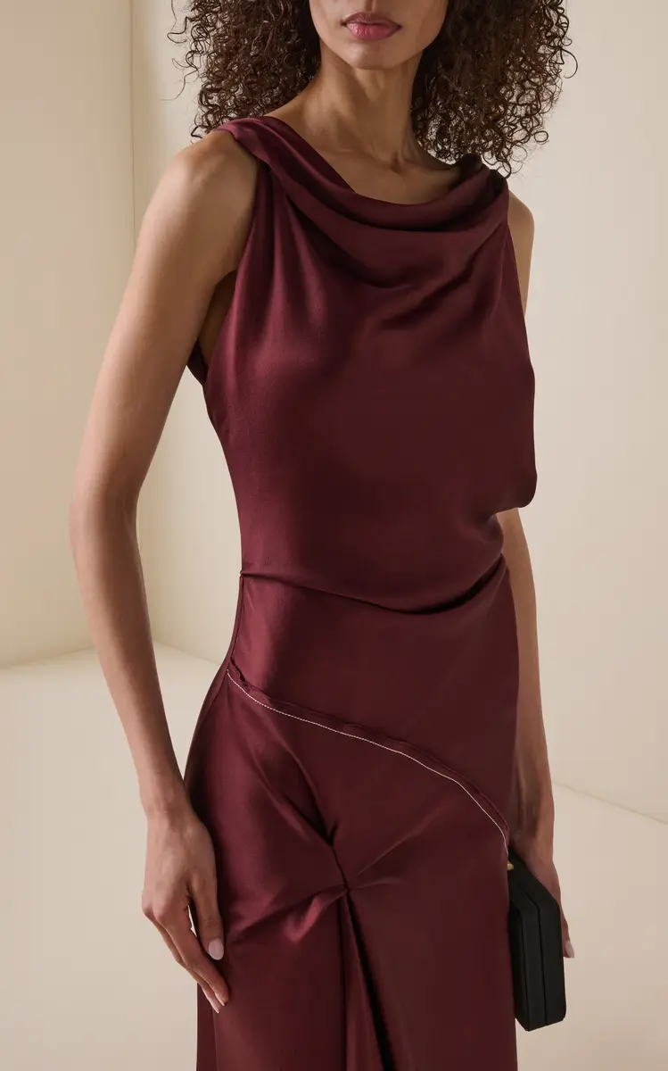 Victoria Beckham Asymmetric Satin Midi Dress | Thumbnail 3 Victoria Beckham Asymmetric Satin Midi Dress | Thumbnail 3