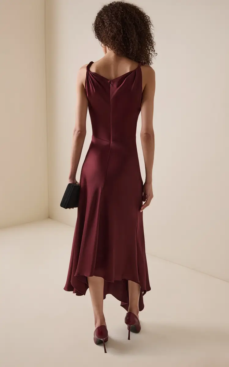 Victoria Beckham Asymmetric Satin Midi Dress | Thumbnail 4 Victoria Beckham Asymmetric Satin Midi Dress | Thumbnail 4