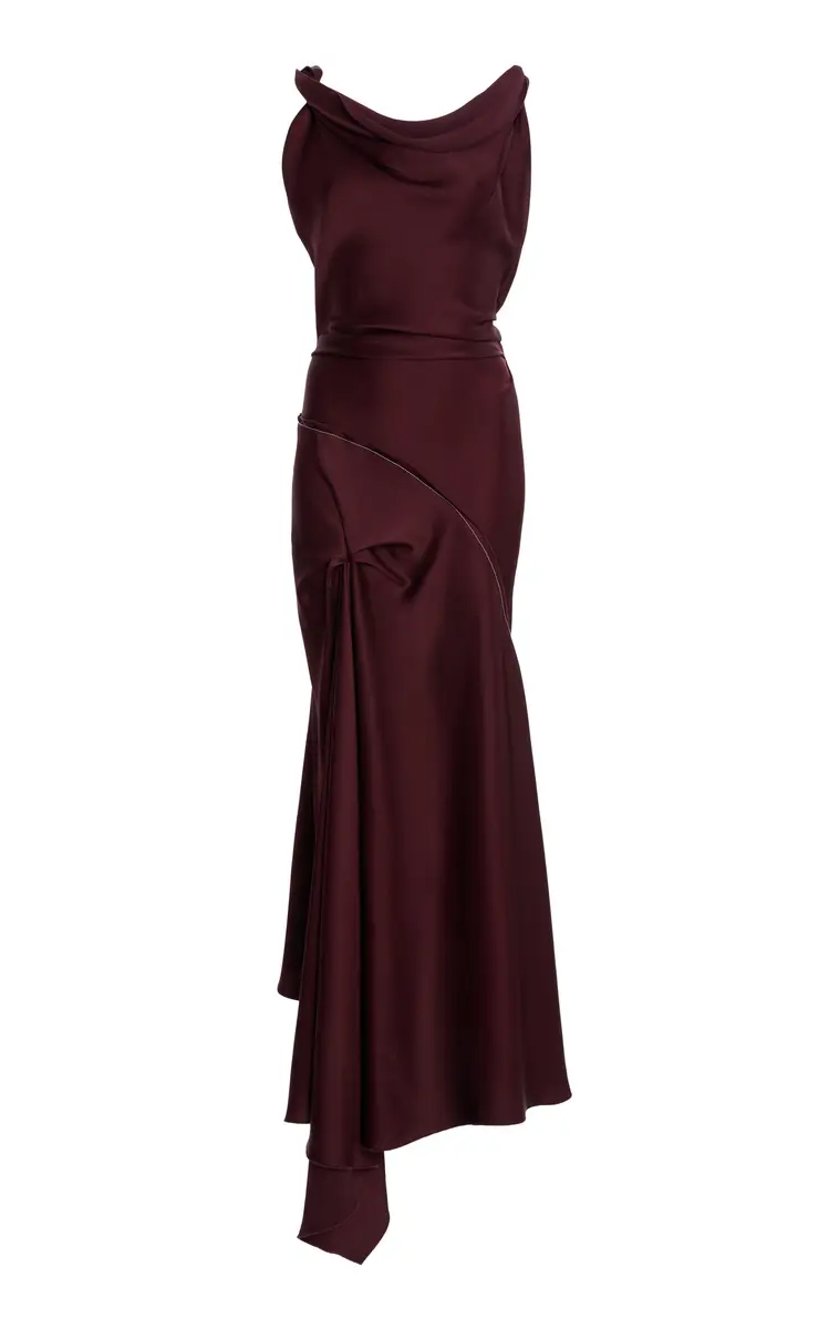Victoria Beckham Asymmetric Satin Midi Dress | Thumbnail 8 Victoria Beckham Asymmetric Satin Midi Dress | Thumbnail 8