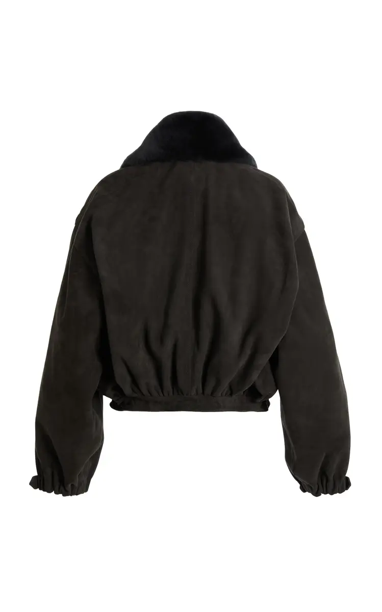 Victoria Beckham Shearling-Trimmed Leather Bomber Jacket | Thumbnail 6 Victoria Beckham Shearling-Trimmed Leather Bomber Jacket | Thumbnail 6