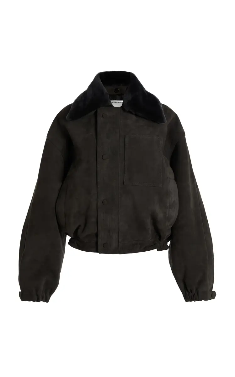 Victoria Beckham Shearling-Trimmed Leather Bomber Jacket | Thumbnail 8 Victoria Beckham Shearling-Trimmed Leather Bomber Jacket | Thumbnail 8