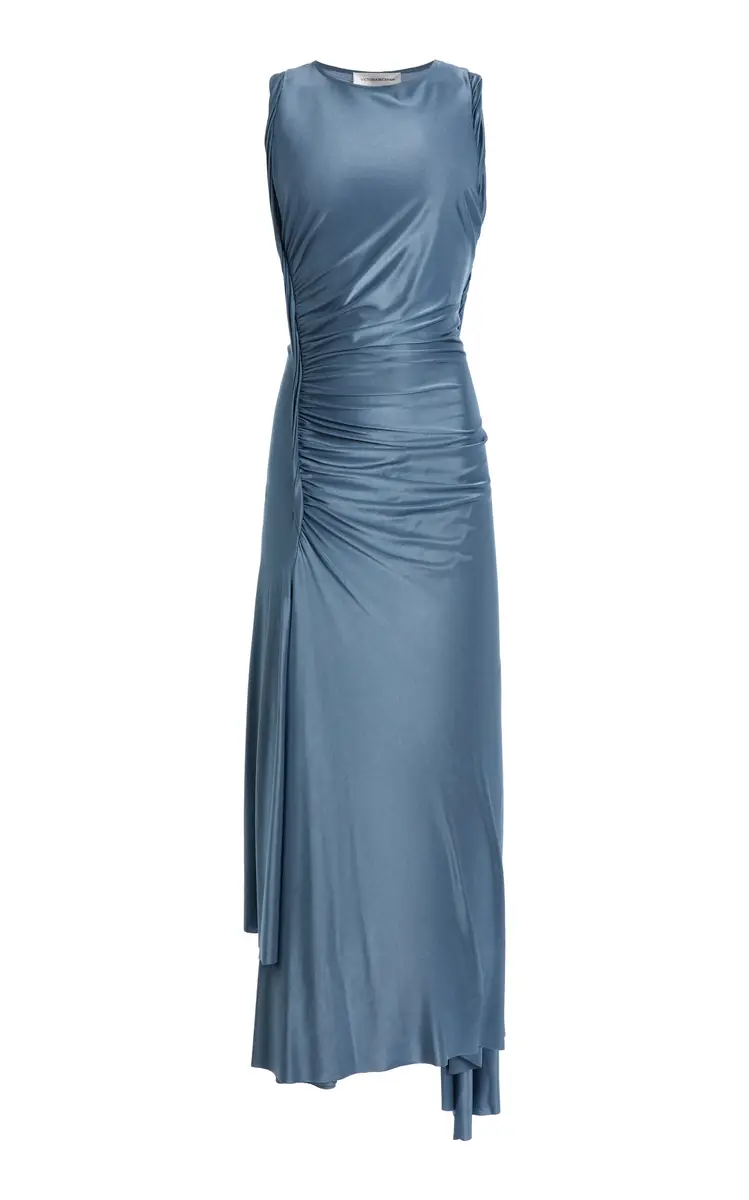 Victoria Beckham Ruched Satin Midi Dress | Thumbnail 8