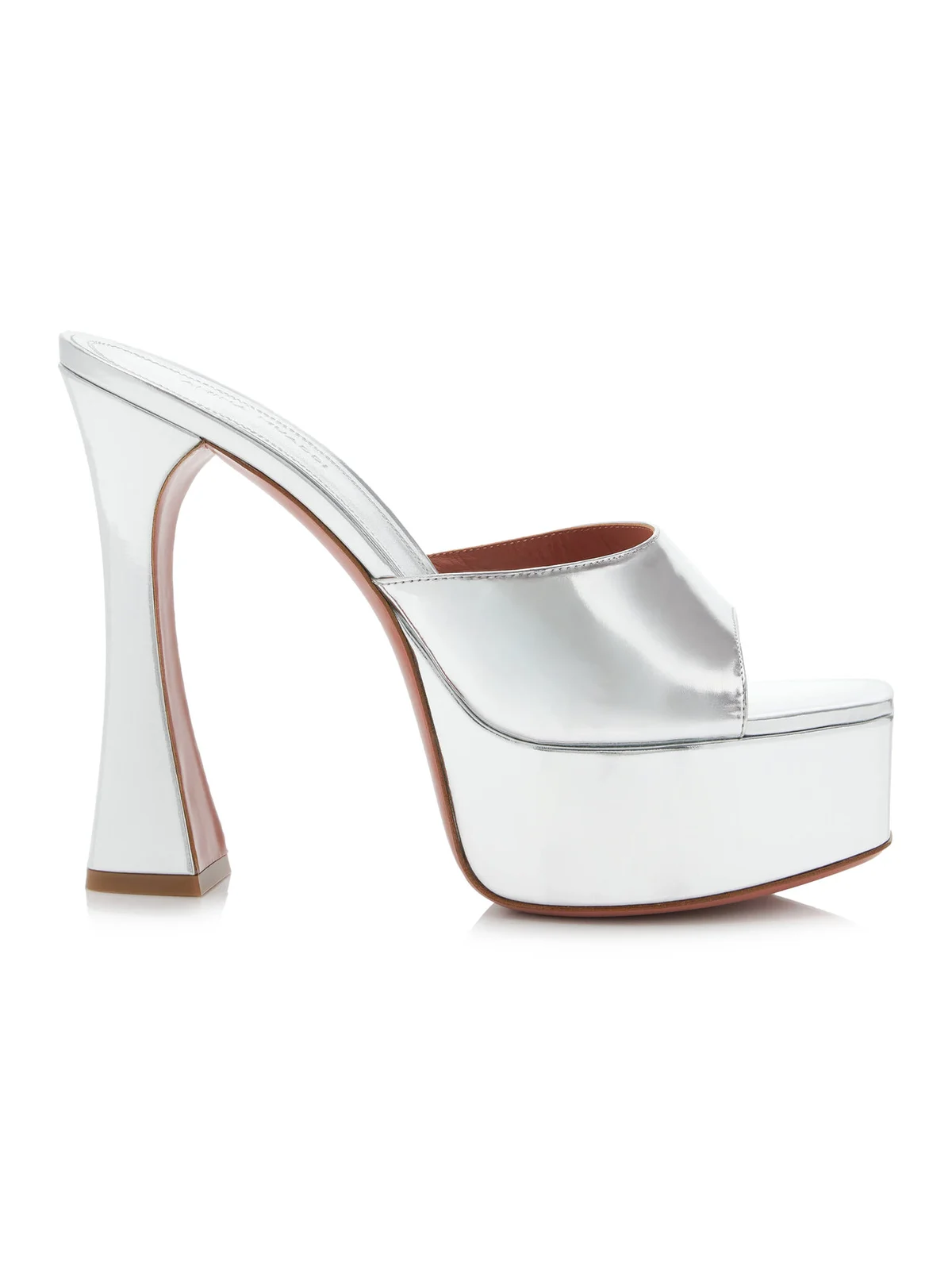 Amina Muaddi Dalida Metallic Leather Platform Mules