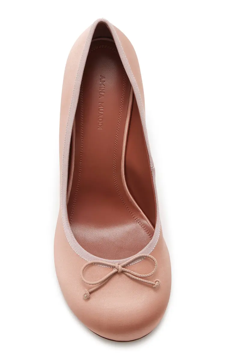Amina Muaddi Lila Satin Ballet Pumps | Thumbnail 3