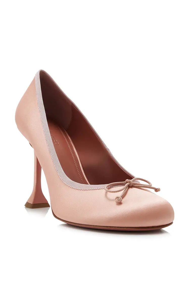 Amina Muaddi Lila Satin Ballet Pumps | Thumbnail 4