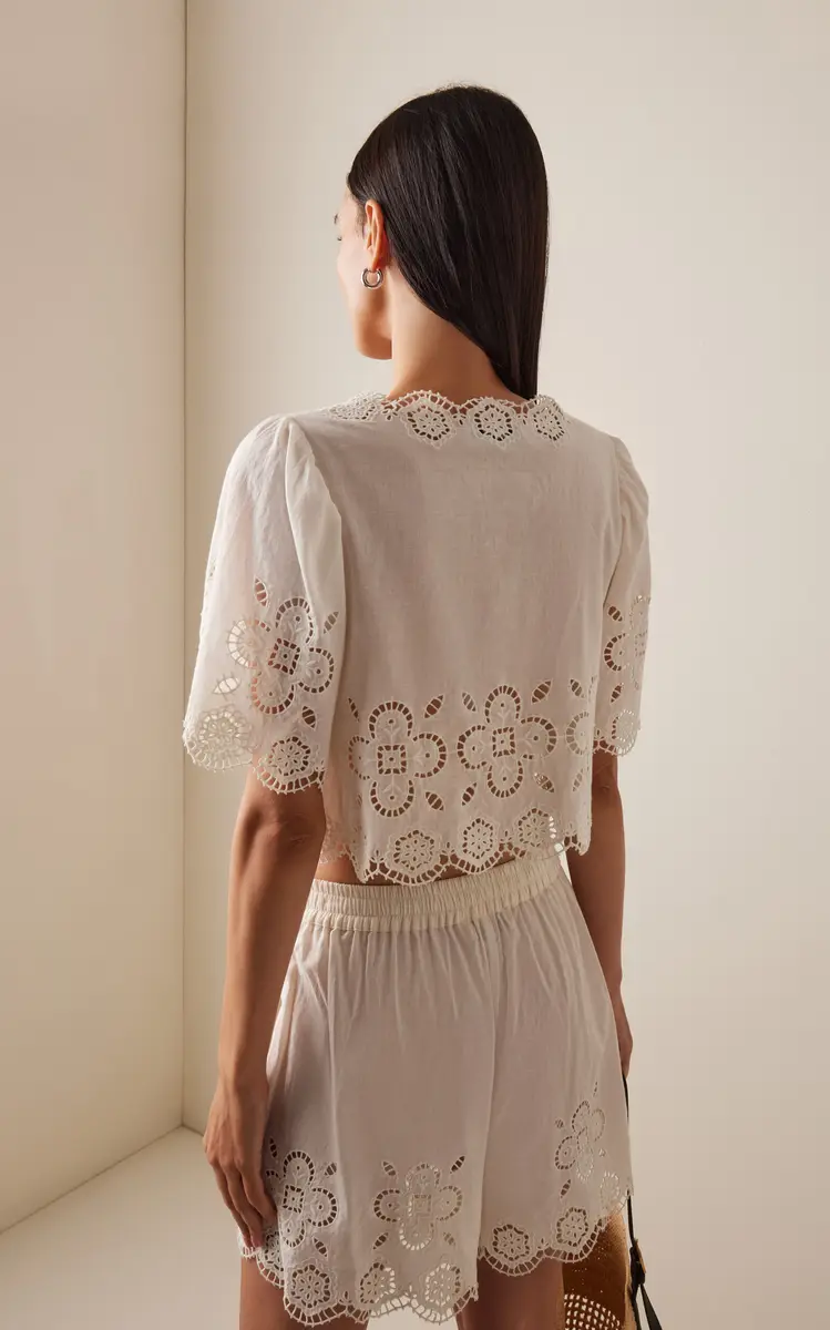 Sea Babette Eyelet Cotton Tie-Front Top | Thumbnail 4