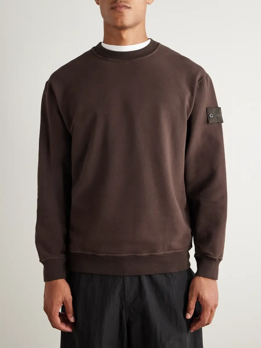 Stone Island Ghost Logo-Appliquéd Organic Cotton-Jersey Sweatshirt - Men | Thumbnail 3 Stone Island Ghost Logo-Appliquéd Organic Cotton-Jersey Sweatshirt - Men | Thumbnail 3