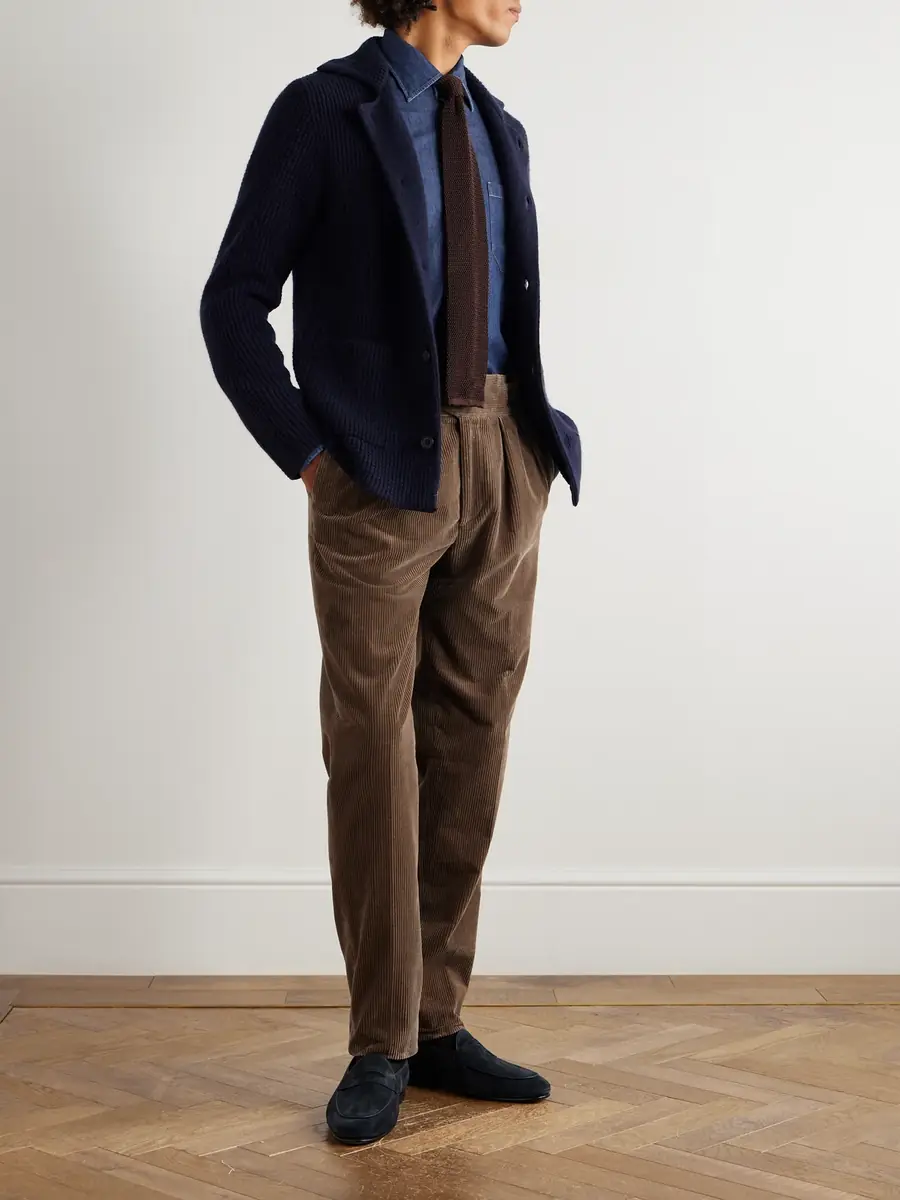 Rubinacci Manny Straight-Leg Pleated Cotton Trousers - Men | Thumbnail 2