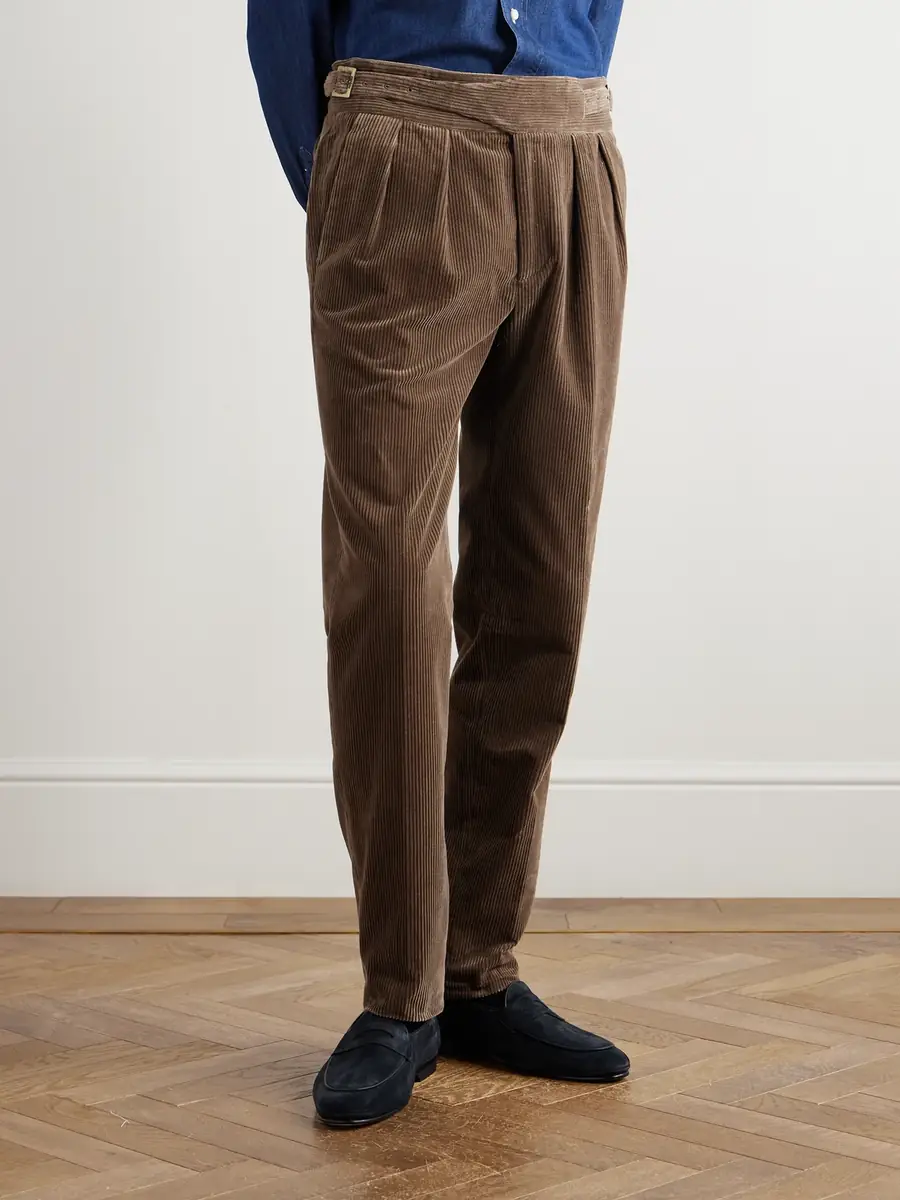 Rubinacci Manny Straight-Leg Pleated Cotton Trousers - Men | Thumbnail 3