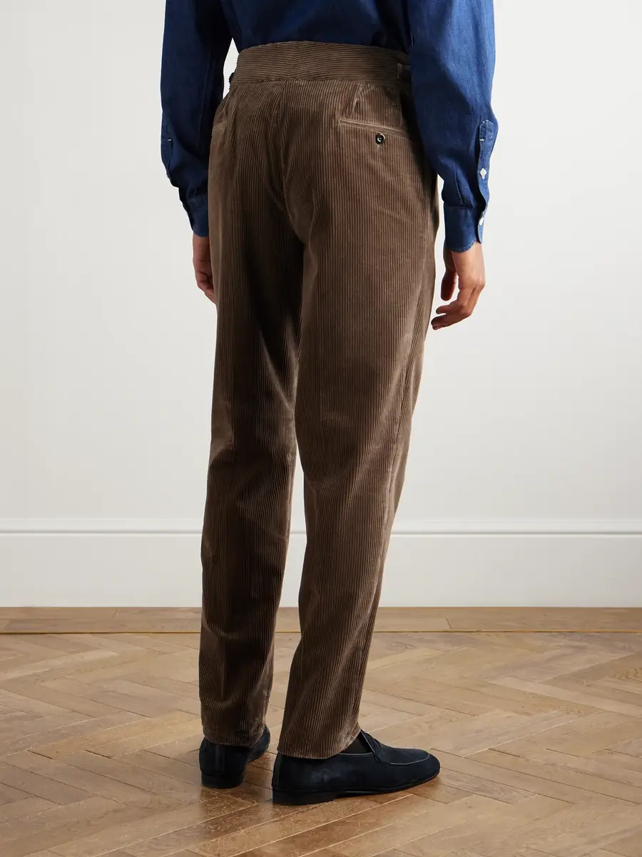 Rubinacci Manny Straight-Leg Pleated Cotton Trousers - Men | Thumbnail 4