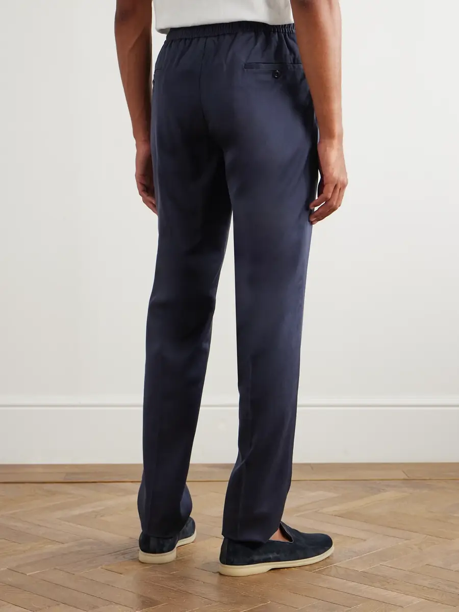 Rubinacci Leisure Straight-Leg Pleated Silk-Twill Trousers - Men | Thumbnail 4