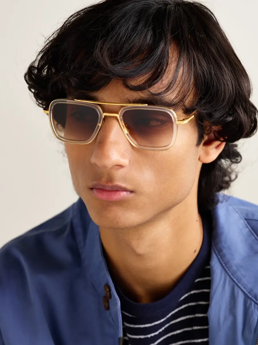 DITA Flight.006 Double-Bridge Aviator-Style Gold-Tone Metal and Acetate Sunglasses - Men | Thumbnail 2 DITA Flight.006 Double-Bridge Aviator-Style Gold-Tone Metal and Acetate Sunglasses - Men | Thumbnail 2