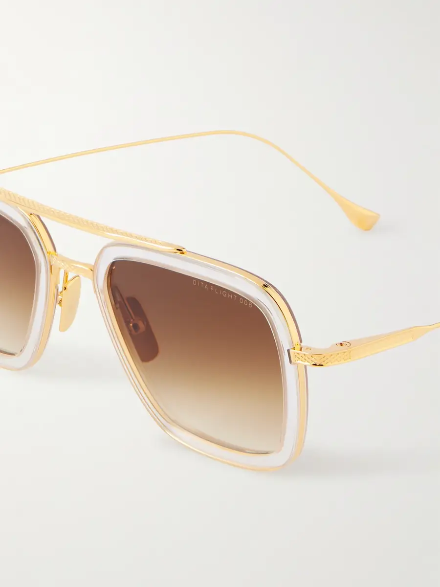 DITA Flight.006 Double-Bridge Aviator-Style Gold-Tone Metal and Acetate Sunglasses - Men | Thumbnail 3 DITA Flight.006 Double-Bridge Aviator-Style Gold-Tone Metal and Acetate Sunglasses - Men | Thumbnail 3