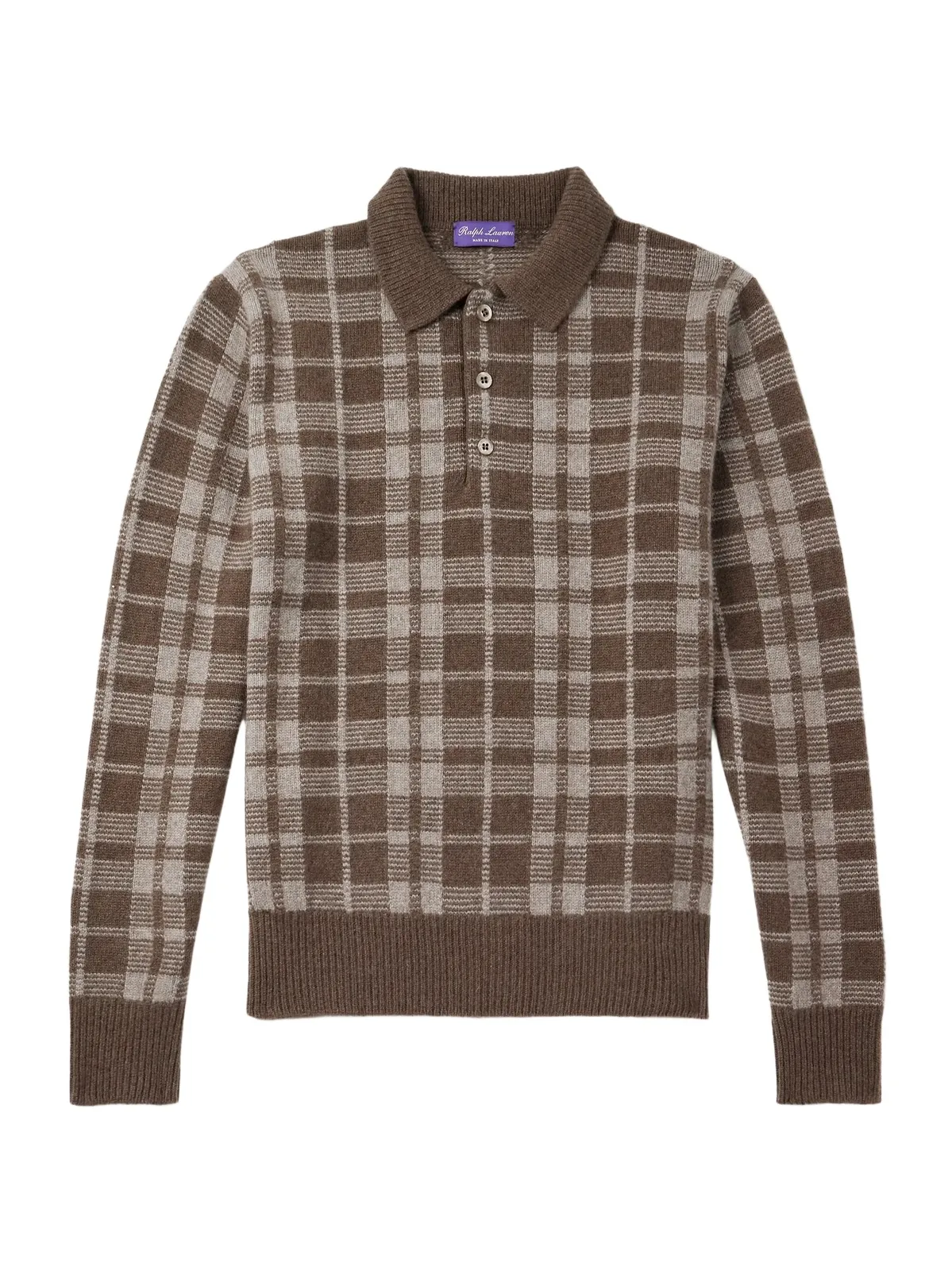 Checked Brushed Cashmere Polo Shirt - Men