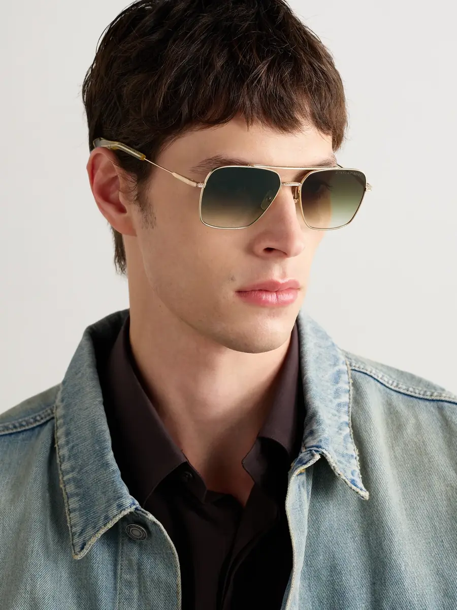 DITA Flight-Seven Double-Bridge Aviator-Style Gold-Tone and Acetate Sunglasses - Men | Thumbnail 2 DITA Flight-Seven Double-Bridge Aviator-Style Gold-Tone and Acetate Sunglasses - Men | Thumbnail 2