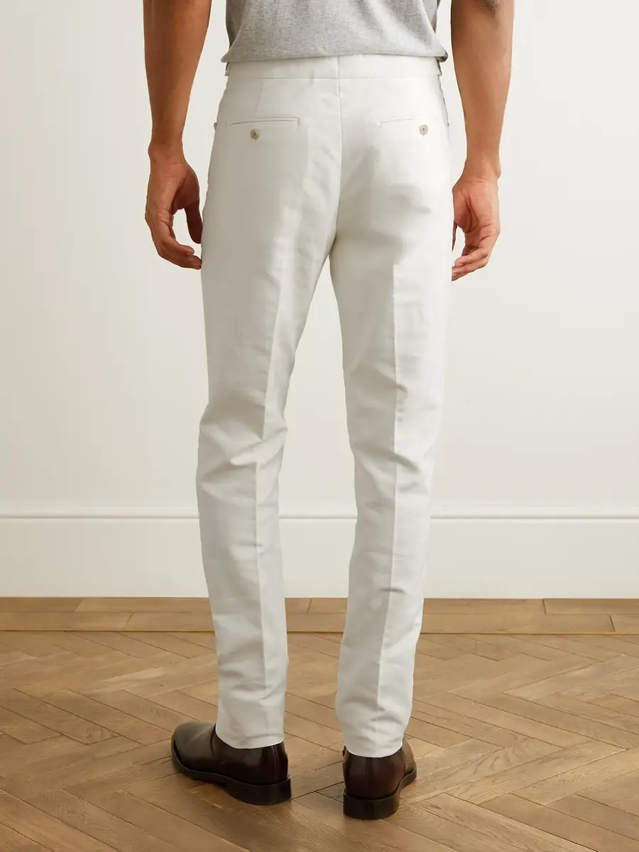 Ralph Lauren Purple Label Slim-Leg Cotton-Moleskin Trousers - Men | Thumbnail 4