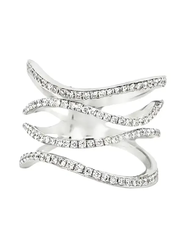 Diamond Four Row Wavy Ring