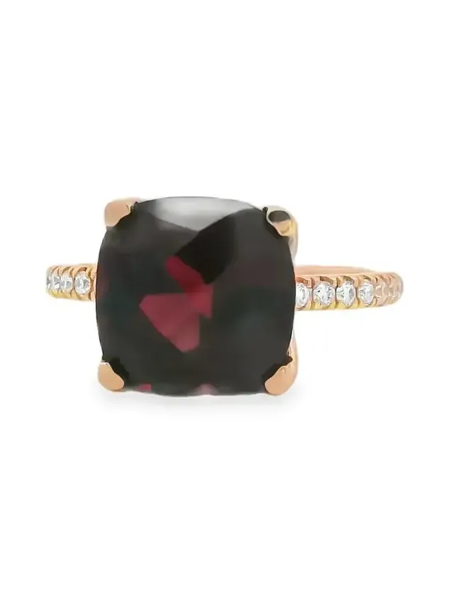 Garnet Diamond Cushion Ring