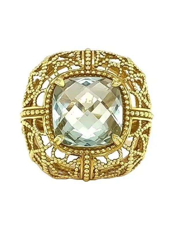 Green Quartz Cushion Ring