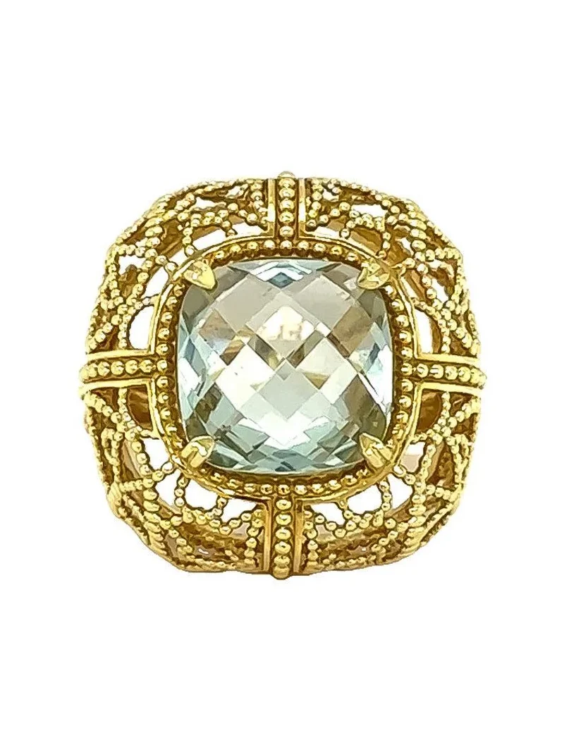 Green Quartz Cushion Ring