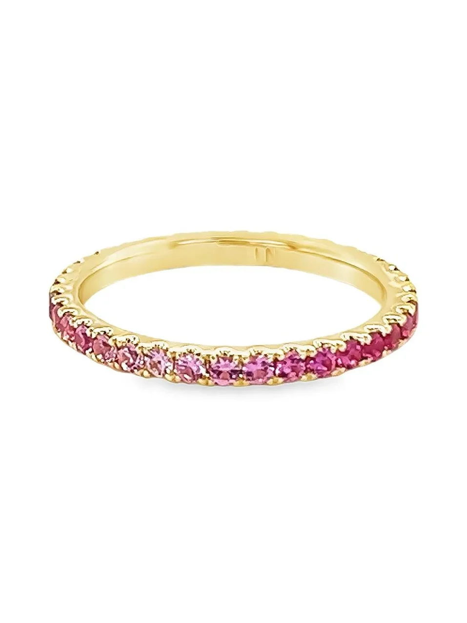 LISA NIK Pink Sapphire Ombre Skinny Band Ring