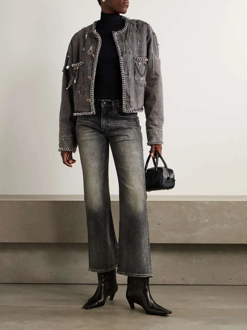 R13 Cropped Embellished Denim Jacket | Thumbnail 2 R13 Cropped Embellished Denim Jacket | Thumbnail 2