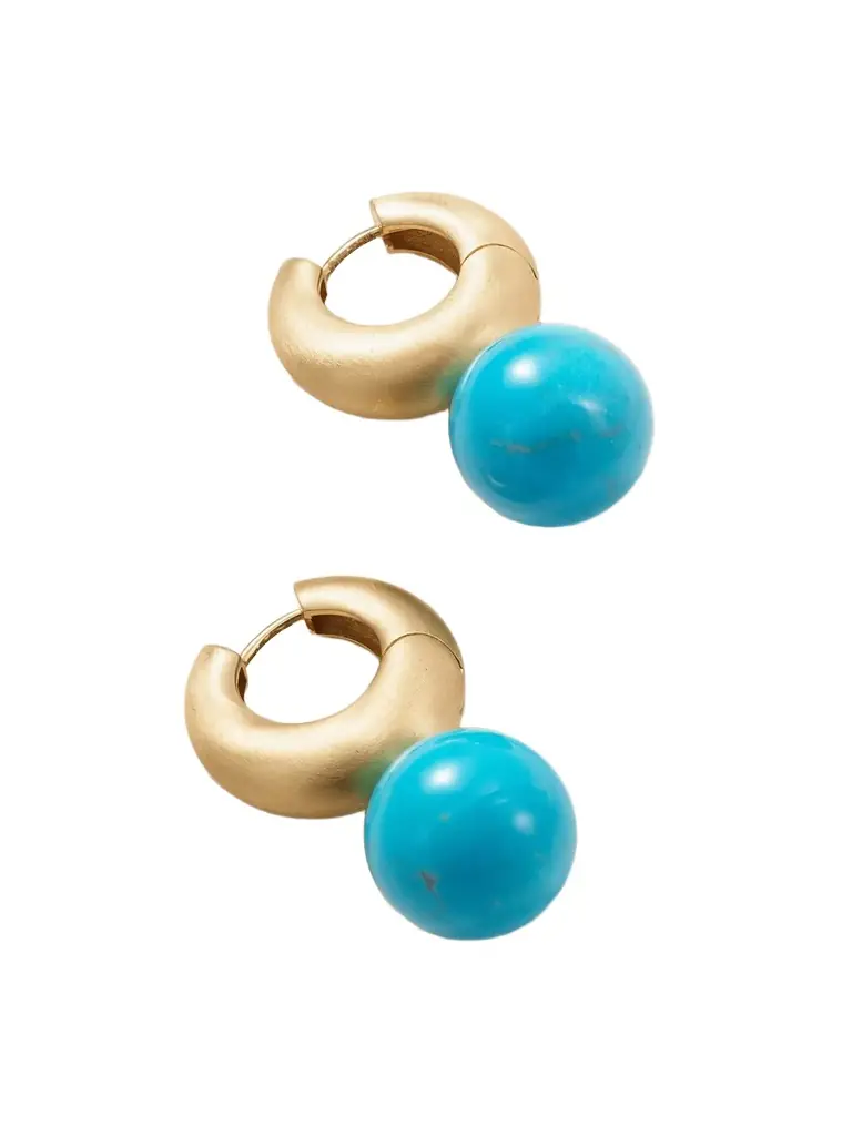 Irene Neuwirth Gumball Puffed Huggies 18-karat Gold Turquoise Earrings | Image 1 Irene Neuwirth Gumball Puffed Huggies 18-karat Gold Turquoise Earrings | Image 1