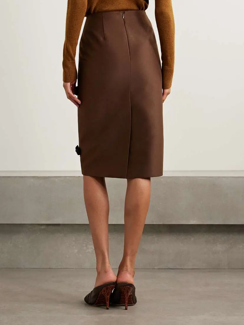 SHUSHU/TONG Embellished Appliquéd Duchesse-satin Midi Skirt | Thumbnail 3