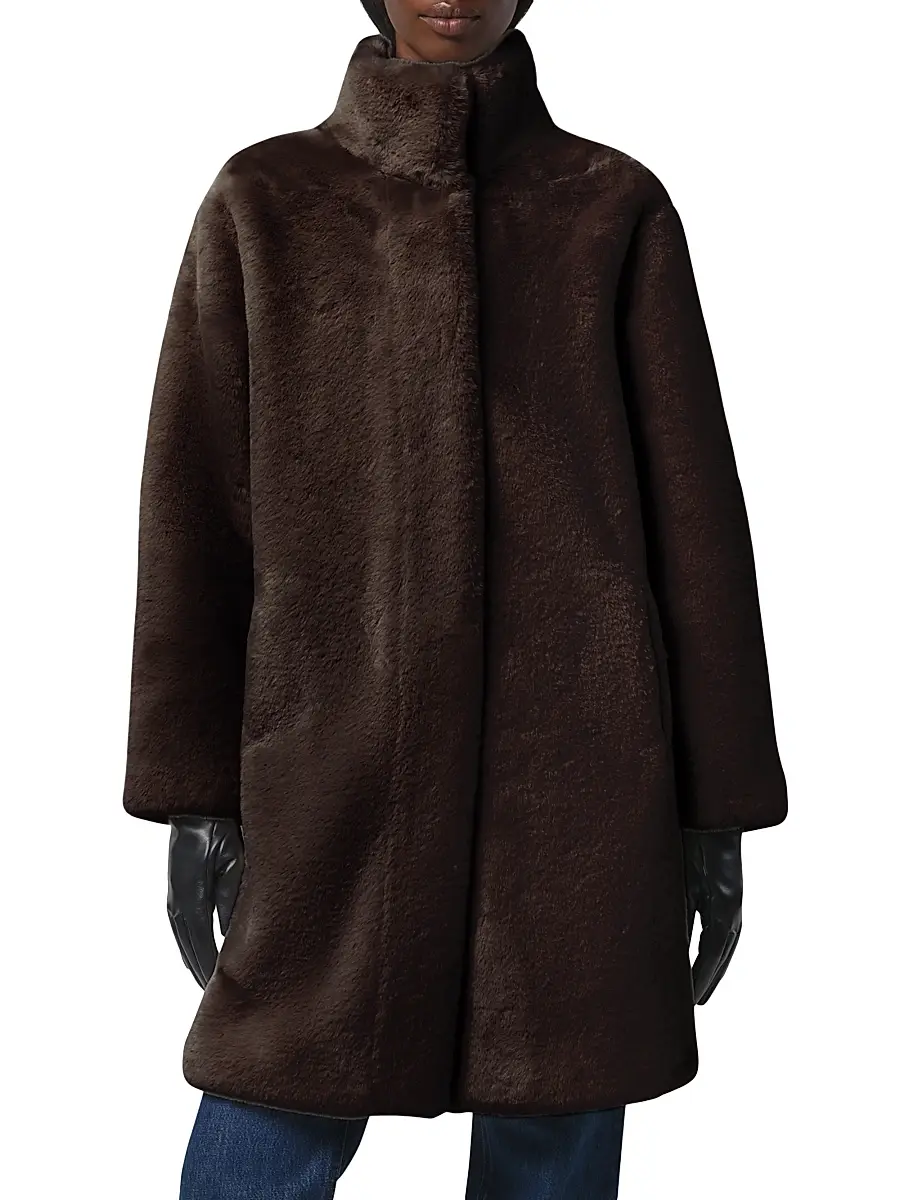 Apparis Women's Blair Faux Fur Stand Collar Coat | Thumbnail 2 Apparis Women's Blair Faux Fur Stand Collar Coat | Thumbnail 2