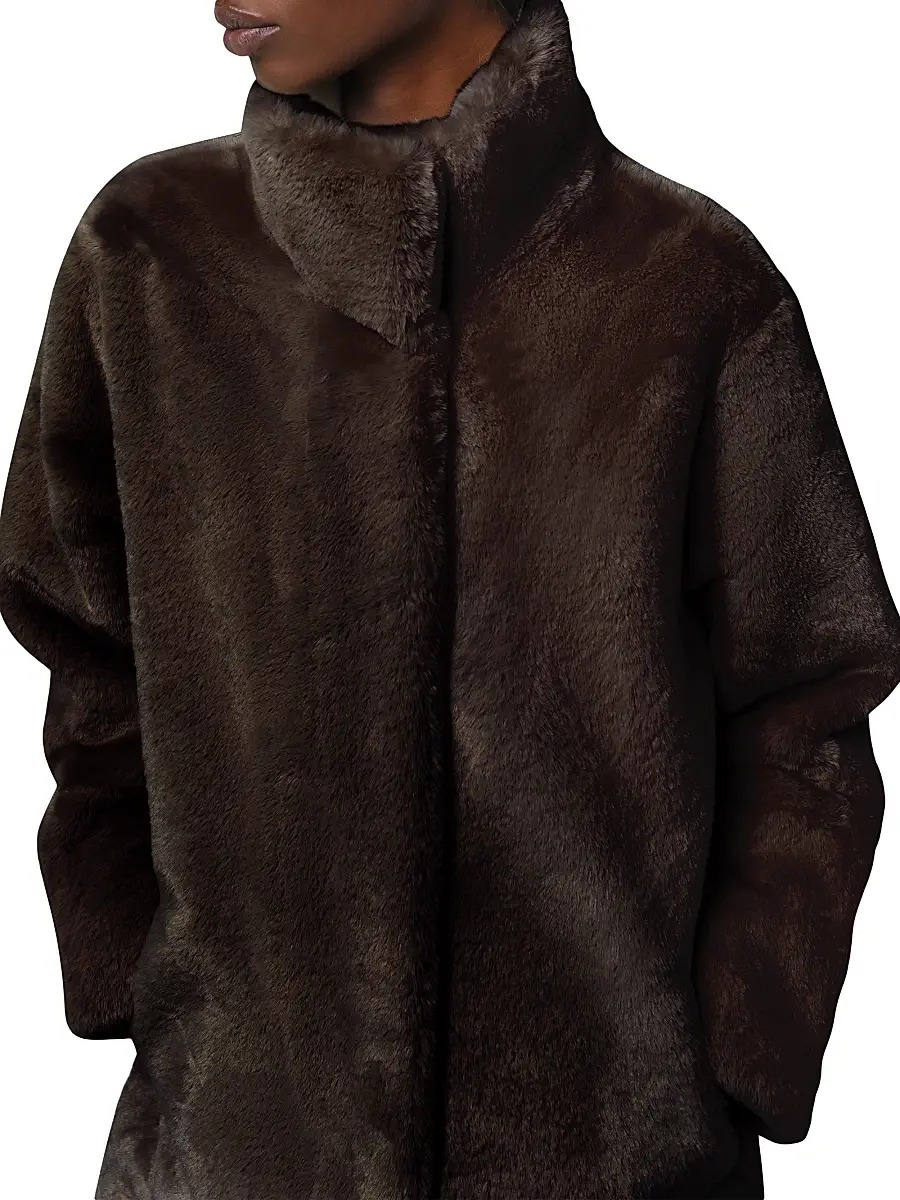 Apparis Women's Blair Faux Fur Stand Collar Coat | Thumbnail 5 Apparis Women's Blair Faux Fur Stand Collar Coat | Thumbnail 5