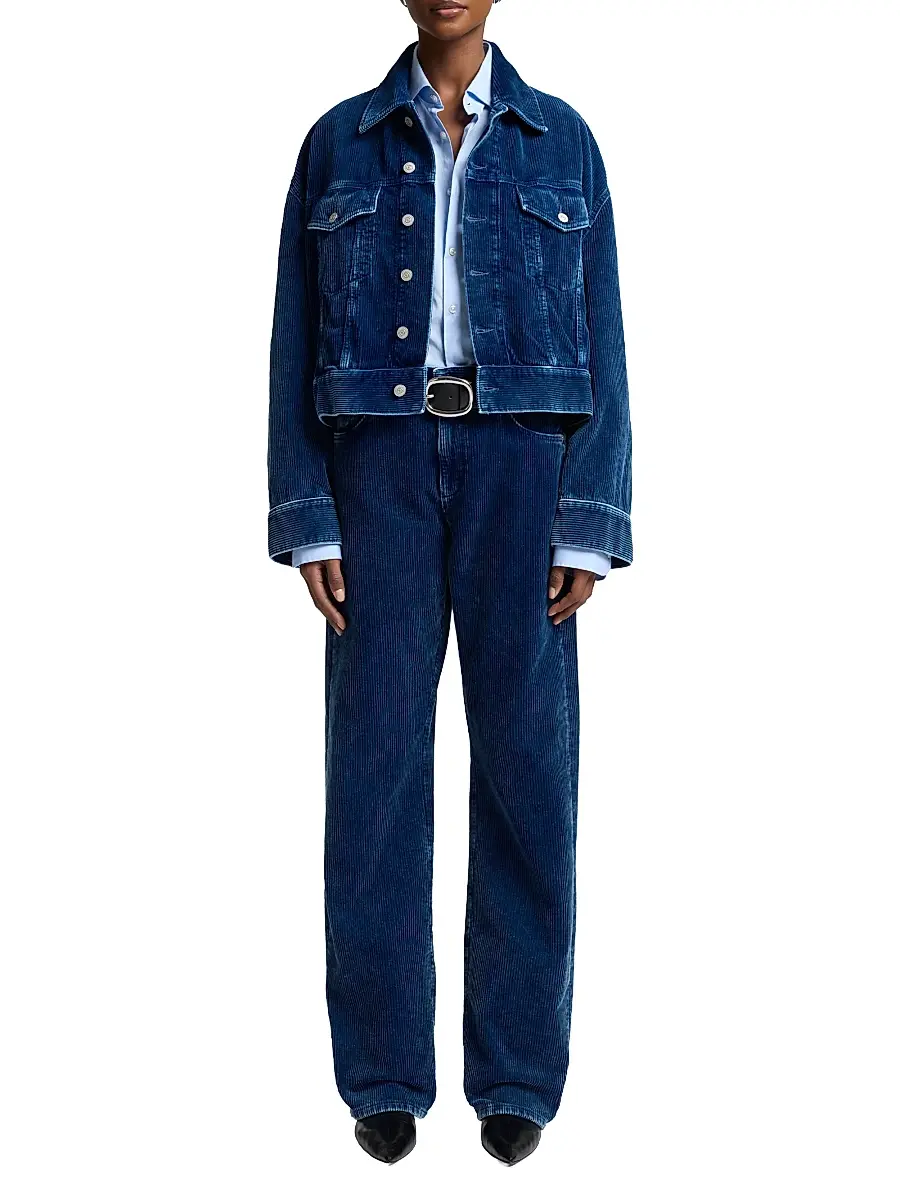 7 For All Mankind Women's Tess Courduroy Straight-Leg Trousers | Thumbnail 2