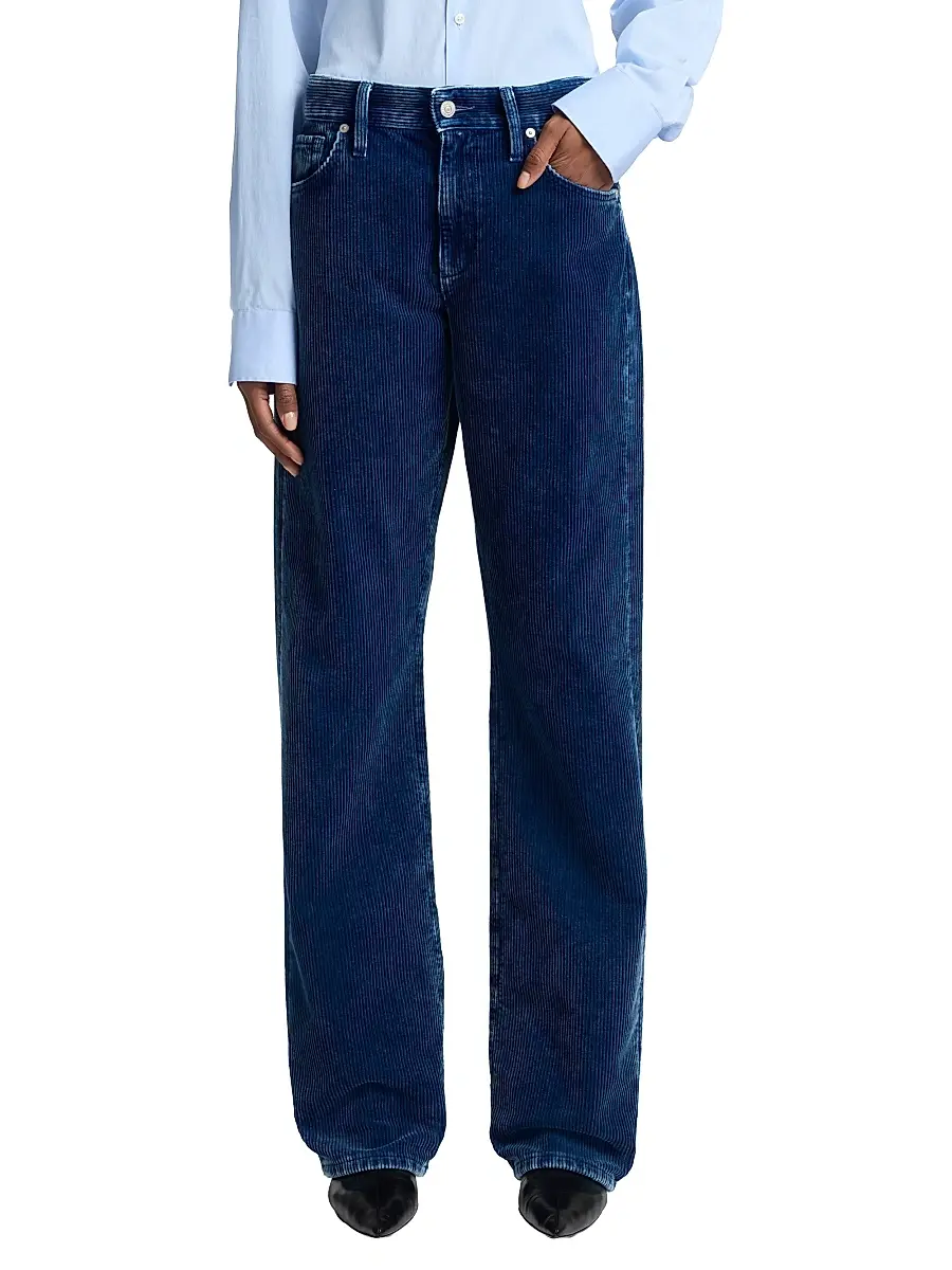 7 For All Mankind Women's Tess Courduroy Straight-Leg Trousers | Thumbnail 3