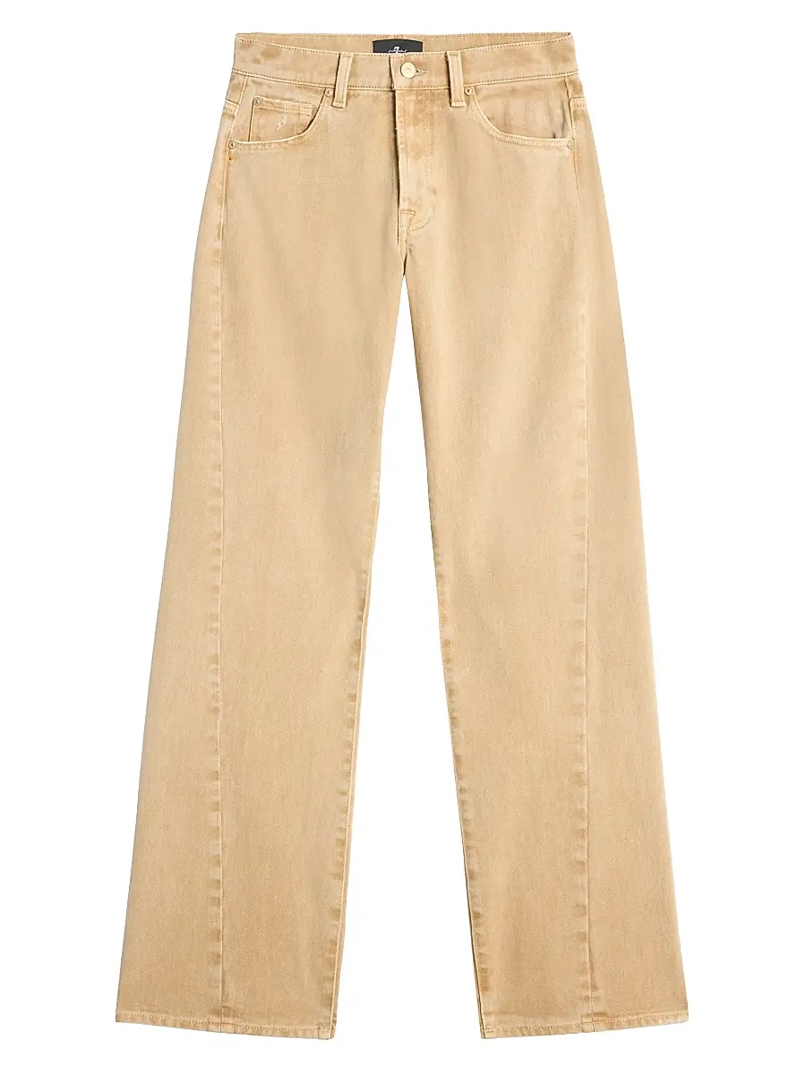 7 For All Mankind Women's Twisted Tess Cotton Trousers - Sandune - Size 31 | Image 1 7 For All Mankind Women's Twisted Tess Cotton Trousers - Sandune - Size 31 | Image 1