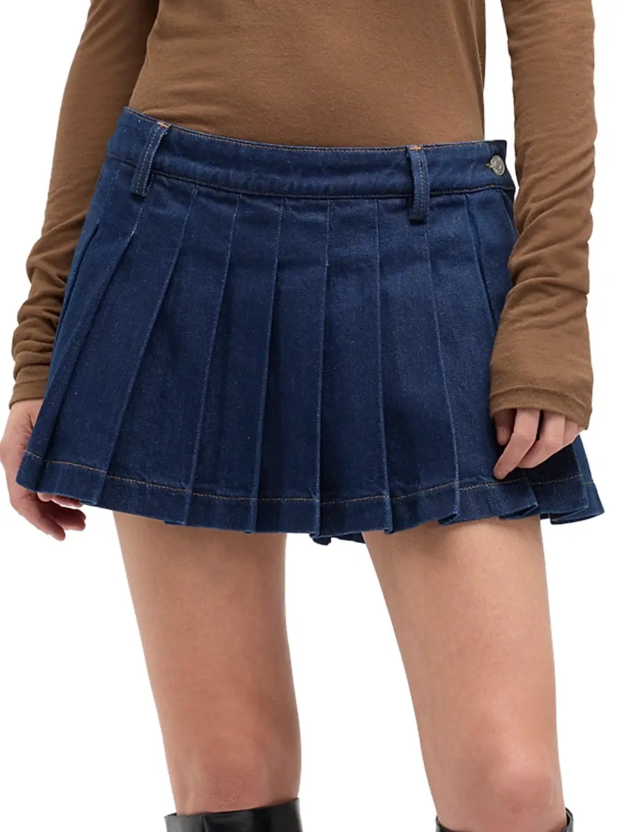 7 For All Mankind Women's Denim Pleated Miniskirt | Thumbnail 3 7 For All Mankind Women's Denim Pleated Miniskirt | Thumbnail 3