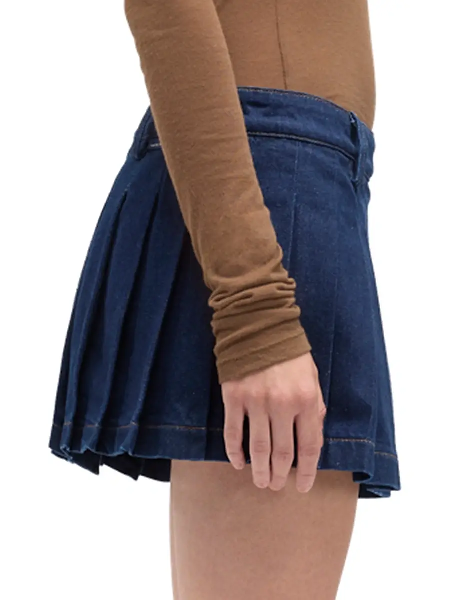 7 For All Mankind Women's Denim Pleated Miniskirt | Thumbnail 4 7 For All Mankind Women's Denim Pleated Miniskirt | Thumbnail 4