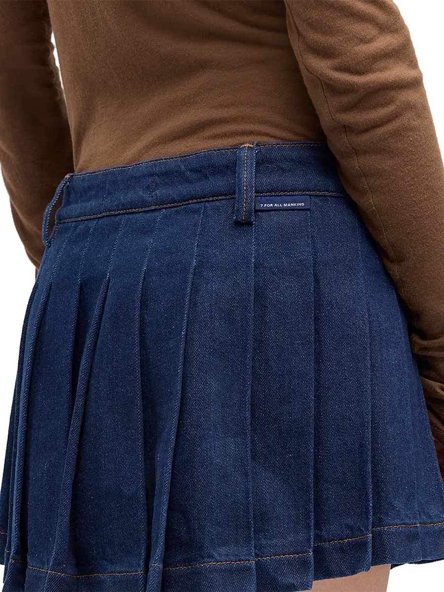 7 For All Mankind Women's Denim Pleated Miniskirt | Thumbnail 6 7 For All Mankind Women's Denim Pleated Miniskirt | Thumbnail 6